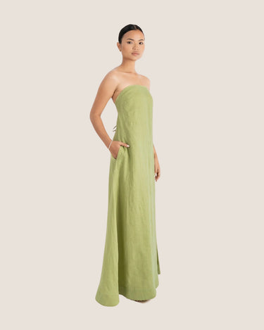 NAYA STRAPLESS DRESS FOREST GREEN